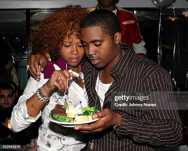 Kelis and Nas during Nas' Birthday Party at Ocean's 21 in New York City, New York, United States.