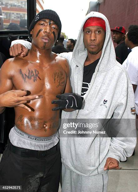 Ja Rule and Fatal Hussein during Ja Rule's Video Shoot For His Latest Single at Streets of Brooklyn in Brooklyn, New York, United States.