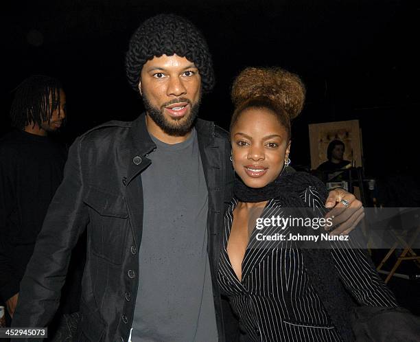 Common and Leela James during Kanye West's College Dropout Video Shoot at Cinema World in Brooklyn, New York, United States.