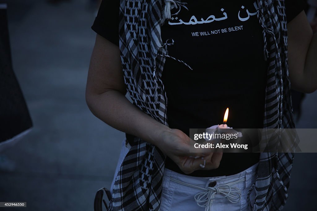 Candlelight Vigil For Palestinians Killed In Gaza Held In Front Of White House