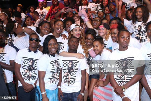 Recording artist Keyshia Cole visits 106 & Park at BET studio on July 30, 2014 in New York City.
