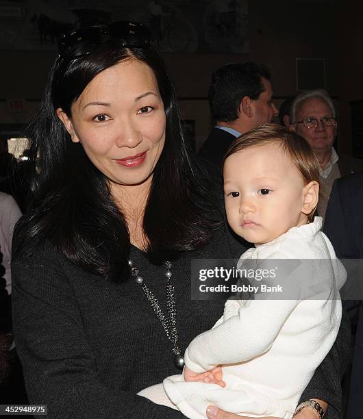 Deborah Lin and daughter Liliana Ruth Gandolfini attend the James Gandolfini street naming ceremony on December 1, 2013 in Park Ridge, New Jersey.