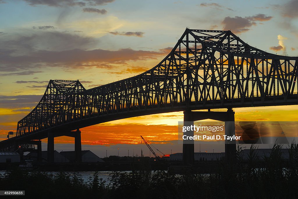 Mississippi River Bridge at Sunset