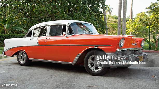 Old like new American Cars, Chevrolet 57 or 1957 parked, the government has allowed private transportation to solve the critical problems of the...