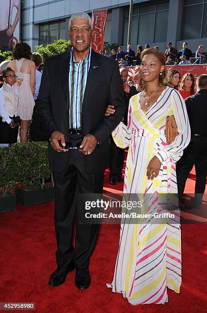 Retired NBA basketball player Julius 'Dr. J' Erving and wife Dorys Madden arrive at the 2014 ESPY Awards at Nokia Theatre L.A. Live on July 16, 2014...