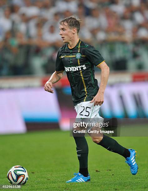 Stefan Johansen of Celtic during the third qualifying round UEFA Champions League match between Legia and Celtic at Pepsi Arena on July 30, 2014 in...