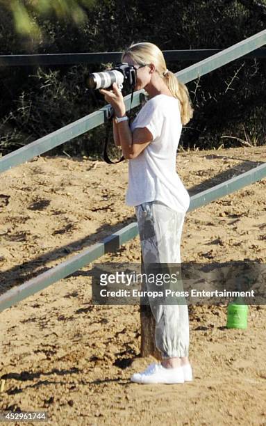 Julio Iglesias's wife Miranda Rijnsburger is seen on July 5, 2014 in Marbella, Spain.