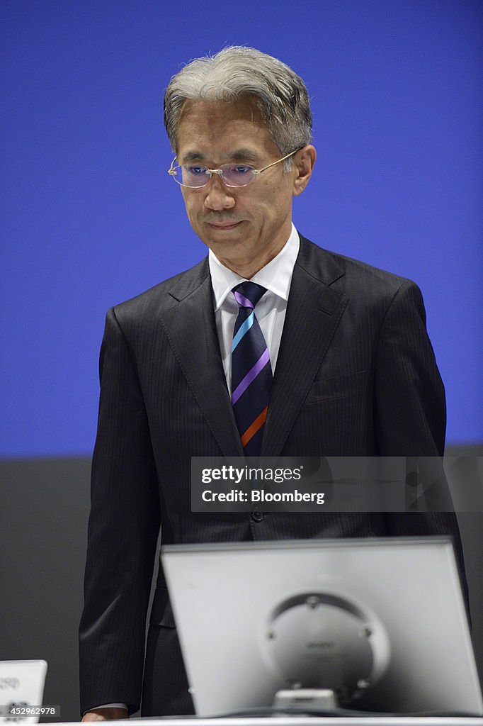 Sony Chief Financial Officer Kenichiro Yoshida Earnings News Conference And Views Of The Company Headquarters