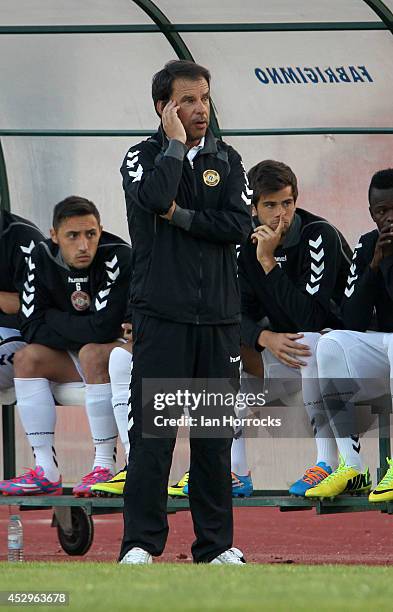 Head coach Manuel Machado of CD National during a pre-season friendly match between CD National and Sunderland at the Estadio Municipal Albufeira on...