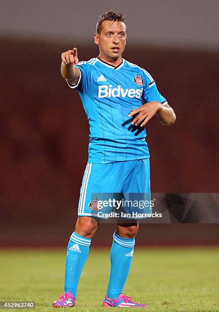 Emanuel Giaccherini of Sunderland during a pre-season friendly match between CD National and Sunderland at the Estadio Municipal Albufeira on July...