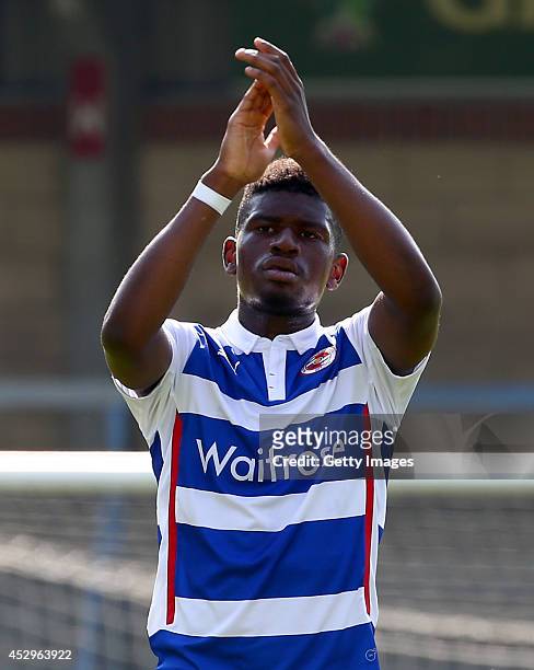 Aaron Tshibola of Reading at Adams Park on July 26, 2014 in High Wycombe, England.