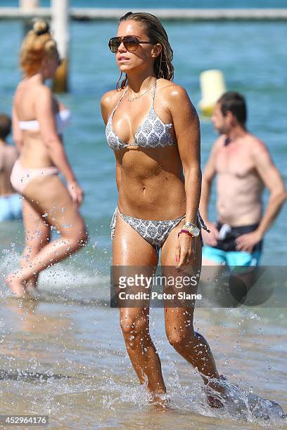Sylvie Meis, former wife of Raphael van Der Vaart is seen at The Club 55 Beach on July 30, 2014 in Saint Tropez, France. (Photo by Peter Slane/