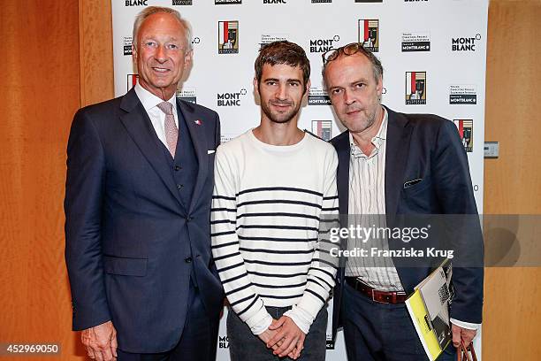 Lutz Bethge , Nicolas Charaux and Sven-Eric Bechtolf attend the Montblanc Young Directors Project at Salzburg Festival press conference on July 31,...
