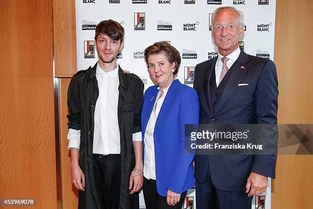 Milos Lolic , Helga Rabl-Stadler and Lutz Bethge attend the Montblanc Young Directors Project at Salzburg Festival press conference on July 31, 2014...