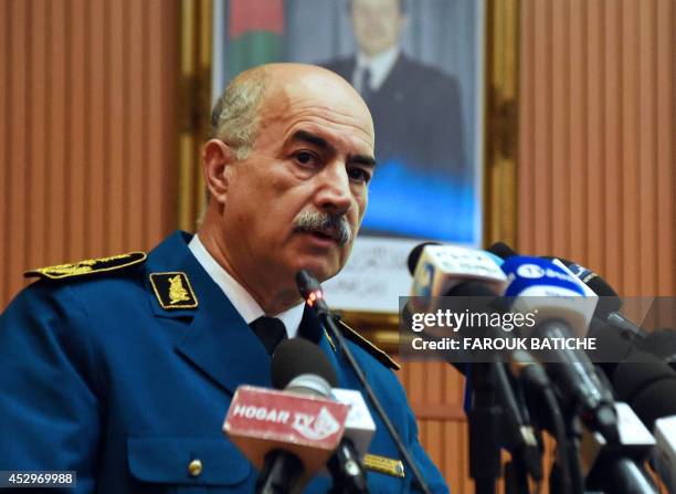 Algeria's Chief of Police and head of national security Abdelkader Kara Bouhadba speaks during a press conference in the capital Algiers on July 31...
