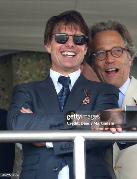 Tom Cruise watches the first race at Glorious Goodwood, Ladies Day at Goodwood on July 31, 2014 in Chichester, England.