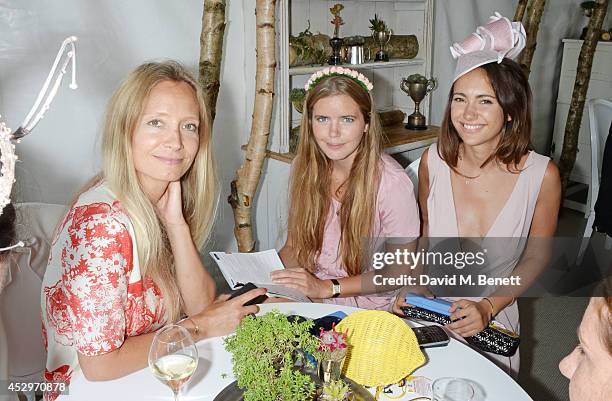 Martha Ward, Katie Readman and Lavinia Brennan attend the Pioneering Women's Luncheon at Glorious Goodwood Ladies Day at Goodwood on July 31, 2014 in...