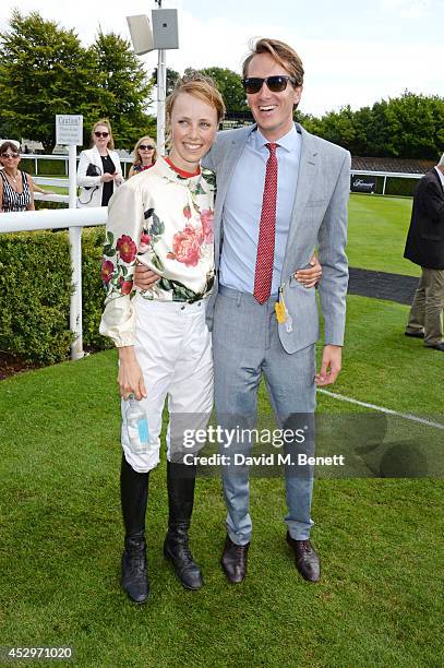 Magnolia Cup winner Edie Campbell and Otis Ferry attend Glorious Goodwood Ladies Day at Goodwood on July 31, 2014 in Chichester, England.