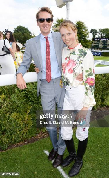 Otis Ferry and Magnolia Cup winner Edie Campbell attend Glorious Goodwood Ladies Day at Goodwood on July 31, 2014 in Chichester, England.