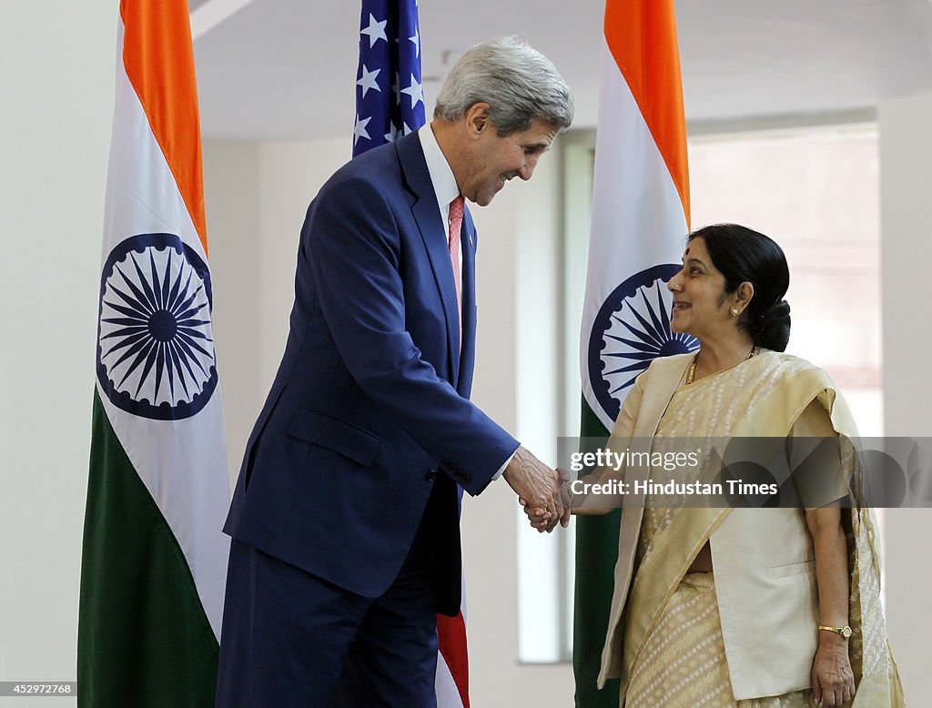 US Secretary Of State John Kerry Meets External Affairs Minister Sushma Swaraj