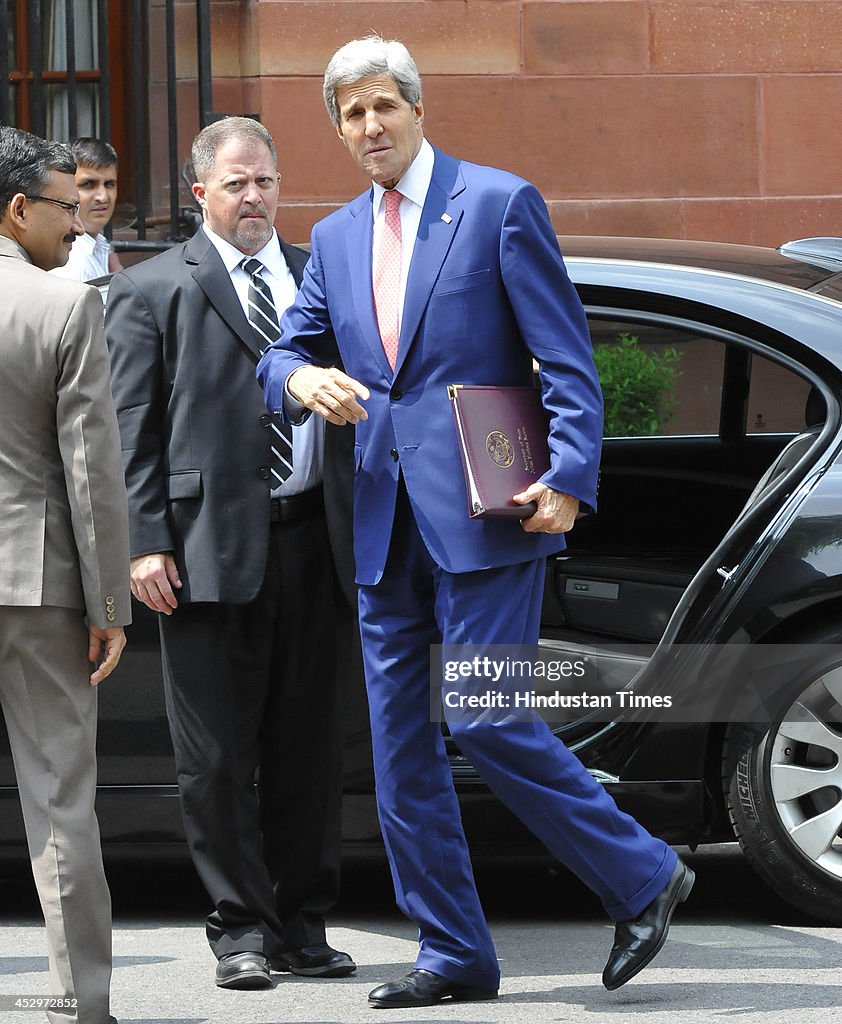 US Secretary Of State John Kerry Arrives To Meet Indian National Security Advisor