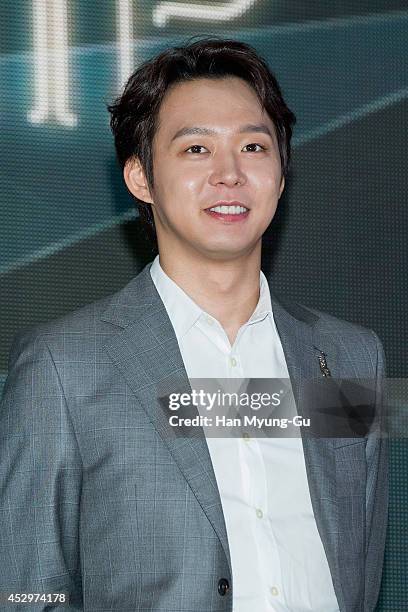 Park Yoo-Chun of South Korean boy band JYJ attends during the opening ceremony of the 2014 JYJ Membership Week at COEX on July 31, 2014 in Seoul,...