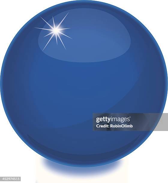 stockillustraties, clipart, cartoons en iconen met blue shiny globe - glass marble