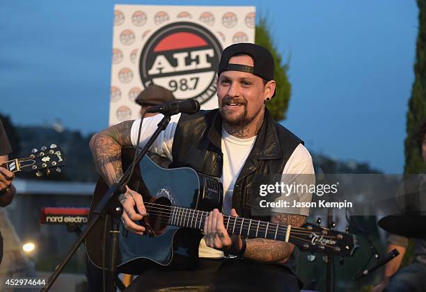 Musician Benji Madden performs at the 98.7 FM's Penthouse Party Pad at The Historic Hollywood Tower on July 30, 2014 in Hollywood, California.