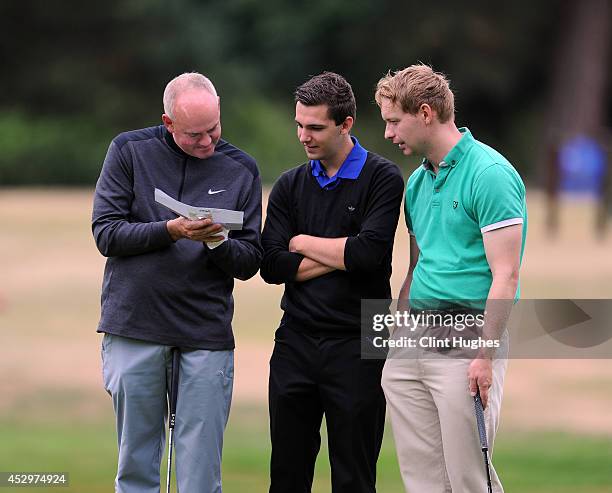 Karl Worby and Alex Boyton of Skidby Lakes Golf Club check their score card during the Golfbreaks PGA Fourball Championship North Region Qualifier at...