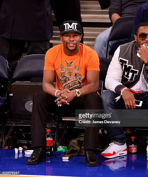 Floyd Mayweather Jr. Attends the New Orleans Pelicans vs New York Knicks game at Madison Square Garden on December 1, 2013 in New York City.