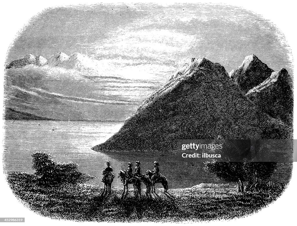 Antique illustration of Lake Baikal