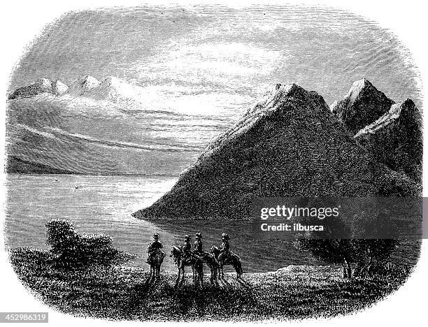 Antique Illustration Of Lake Baikal High-Res Vector Graphic