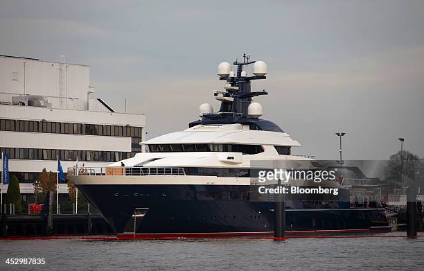 Luxury yacht sits under construction at the Oceanco shipyard, the vessel measures 92-meter and is being constructed by Oceanco, in Alblasserdam,...