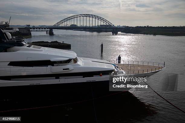 Luxury yacht sits under construction at the Oceanco shipyard, the vessel measures 92-meter and is being constructed by Oceanco, in Alblasserdam,...