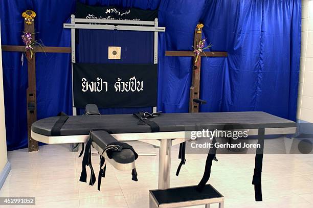 The execution building at Bang Kwang Central Prison. Inmates were kneeled down and tied to a wooden cross, the executer then shot them in the back...