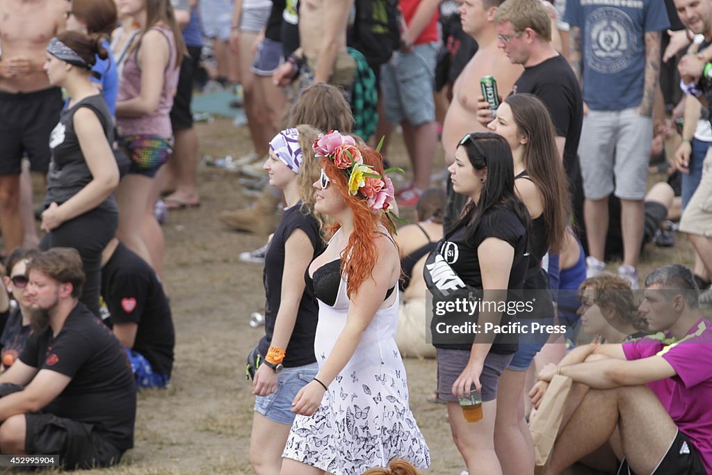 Visitors joins during so called "Woodstock Stop" festival in...