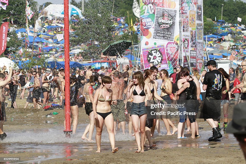 Visitors joins during so called "Woodstock Stop" festival in...