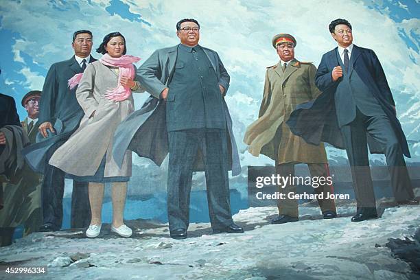 Propaganda paintings of Great Leader Kim Il Sung. Kim Il Sung was the pseudonym for Kim Song Ju. Kim was born in Pyongi near Pyonyang in 1912. Kim...