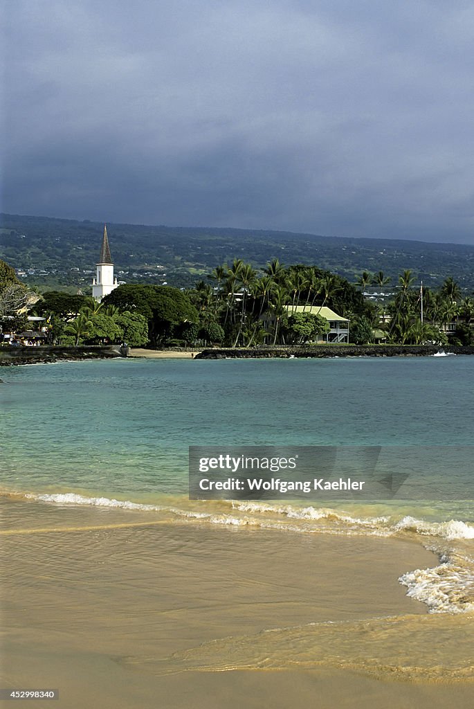 USA, Hawaii, Big Island, Kailua-kona, View Of Village...