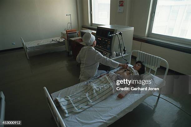 Patient is treated at the Pyongyang Maternity Hospital. Only selected patients are treated at this high class hospital.