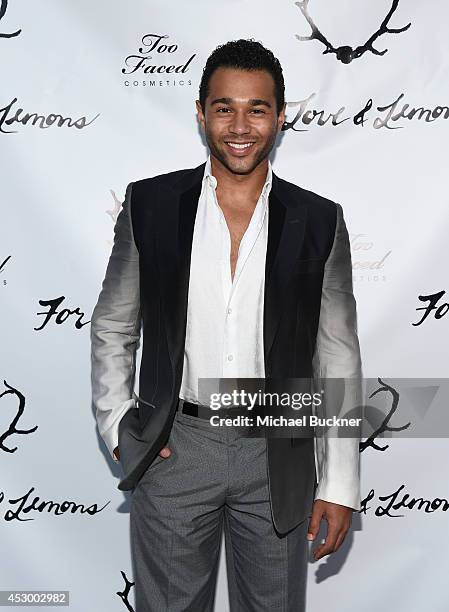 Actor Corbin Bleu attends For Love and Lemons annual SKIVVIES party co-hosted by Too Faced and performance by The Shoe at The Carondelet House on...