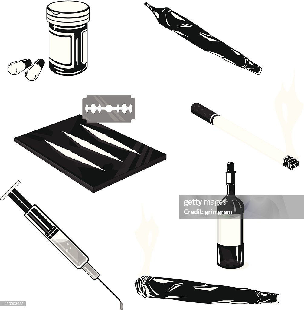 Abuso de Droga conjunto de ícones
