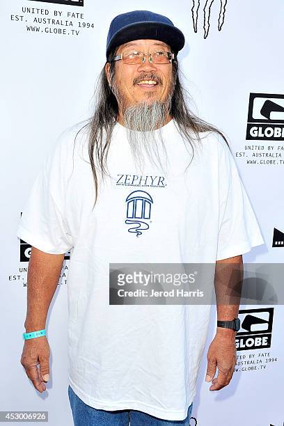 Co-founder of the Zephyr skate team and Dogtown Z-Boys Jeff Ho attends 'Strange Rumblings In Shangri-La' world premiere at Pacific Air Center on July...