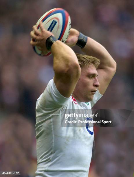 Tom Youngs in action for England during the RBS Six Nations match between England and Italy at Twickenham Stadium on March 10, 2013 in London,...