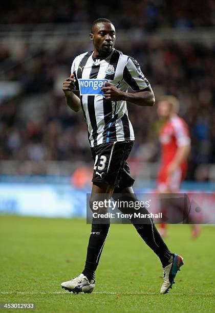 Shola Ameobi of Newcastle United in action during the Barclays Premier League match between Newcastle United and West Bromwich Albion at St James'...