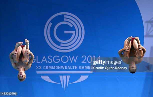 Jack Laugher and Chris Mears of England compete in the Men's Synchronised 3m Springboard Final at Royal Commonwealth Pool during day nine of the...