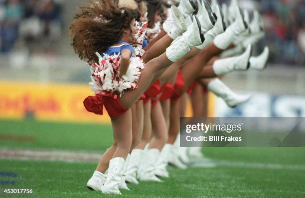 American Bowl: Buffalo Bills cheerleaders in action during game vs Minnesota Vikings at Olympiastadion. Berlin, Germany 8/7/1993 CREDIT: Bill Frakes