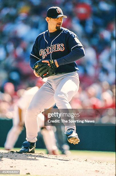 Trevor Hoffman of the San Diego Padres during the game against the St. Louis Cardinals on April 5, 1998 at Busch Stadium in St. Louis, Missouri.