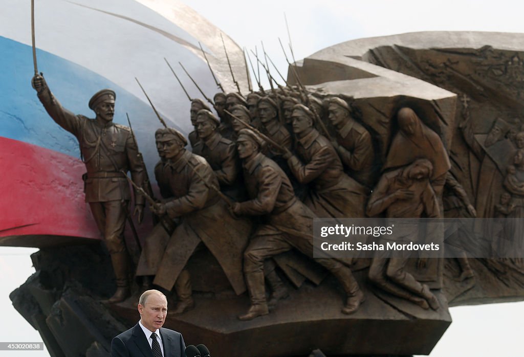 Russian President Vladimir Putin Opens Monument To Soldiers of First World War