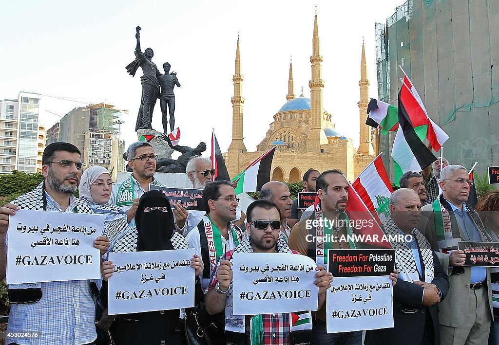 LEBANON-ISRAEL-PALESTINIAN-CONFLICT-GAZA-DEMO
